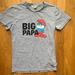 Peter Alexander Medium grey t-shirt 100% cotton Papa Smurf